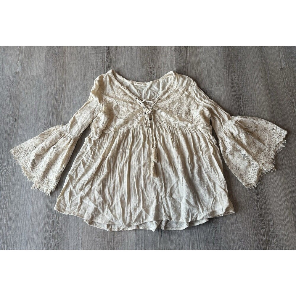 Anthropology Oddy Women’s Size Medium Boho Babydoll Renaissance Belle Sleeve Top